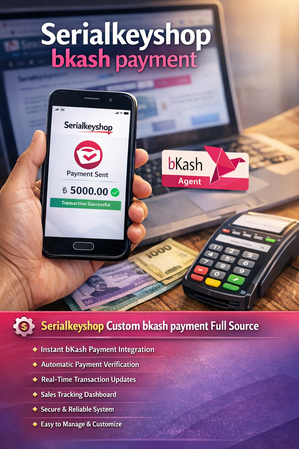 Serialkeyshop Custom bkash payment gateway Full Working Source Code